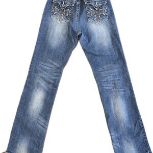 Ethyl Denim Classic Stonewashed Mid Rise Jeans Size 6 Embellished Rhinestones